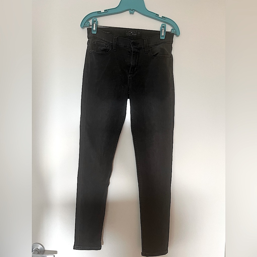Lucky Jenas, dark gray skinny ankle, mid rise